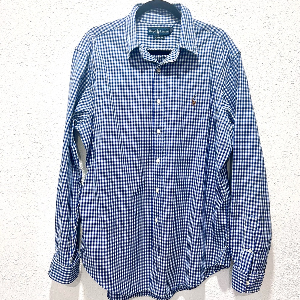 Ralph Lauren Classic Fit blue Gingham Shirt XL - Picture 6 of 8
